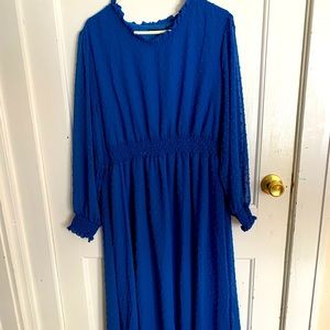Women’s long sleeve blue detailed maxi dress